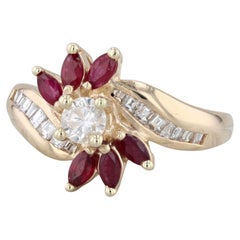 1.05ctw Rubí Diamante Anillo 14k Oro Amarillo Tamaño 7.75 Bypass