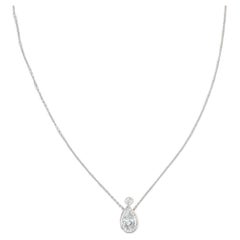1.05ctw VS2 Diamond Teardrop Pendant Necklace 14k White Gold Adjustable Chain