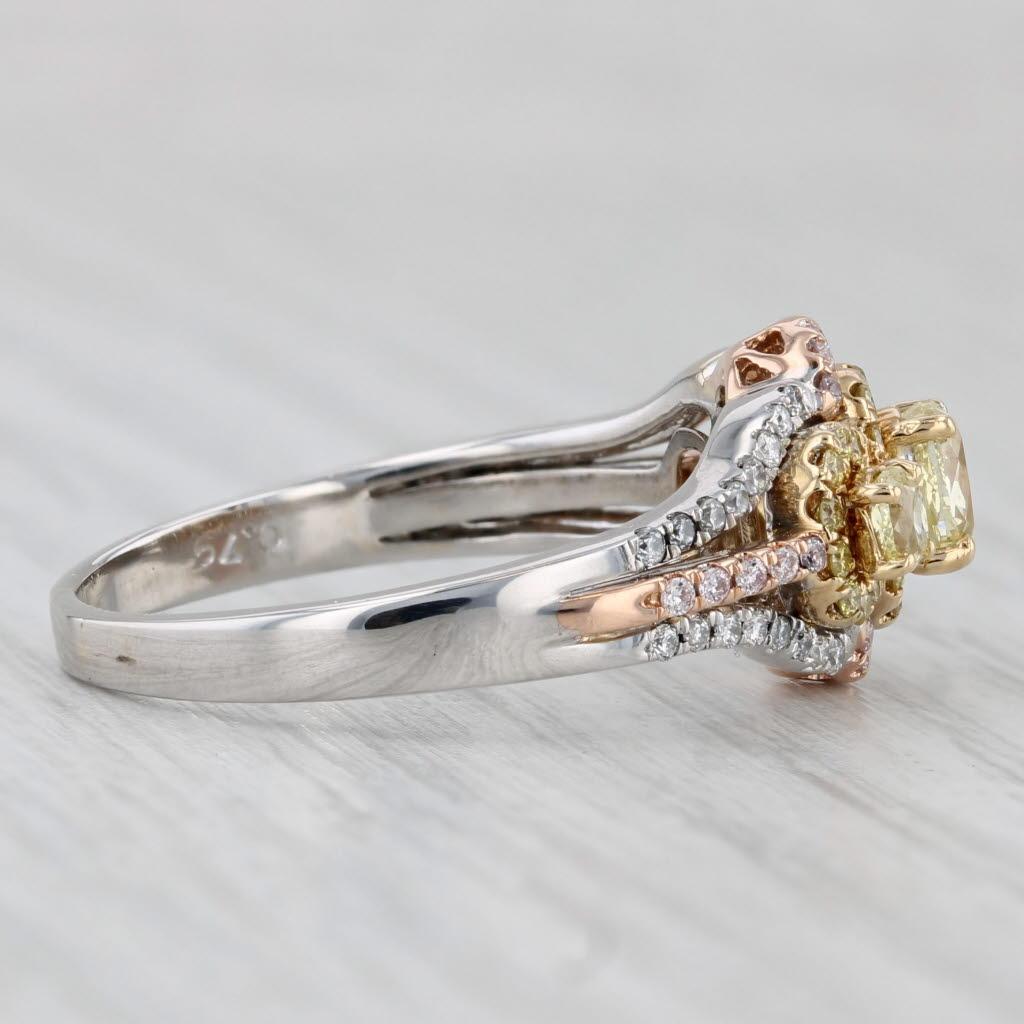 da uomo o donna Anello aureolato con diamante bianco giallo da 1,05 carati in oro rosa bianco 18 carati per la sposa in vendita