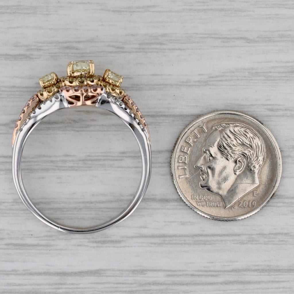 Anello aureolato con diamante bianco giallo da 1,05 carati in oro rosa bianco 18 carati per la sposa in vendita 1