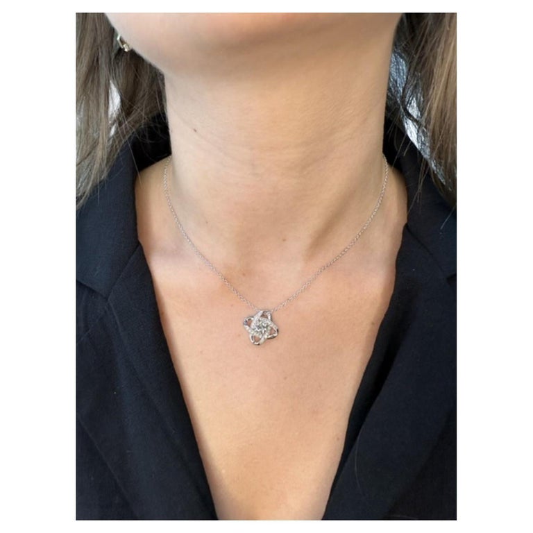 1.05T.C.W Infinity Diamond Solitaire Pendant 14K White Gold by Gem Jewelers Co. For Sale at 1stDibs