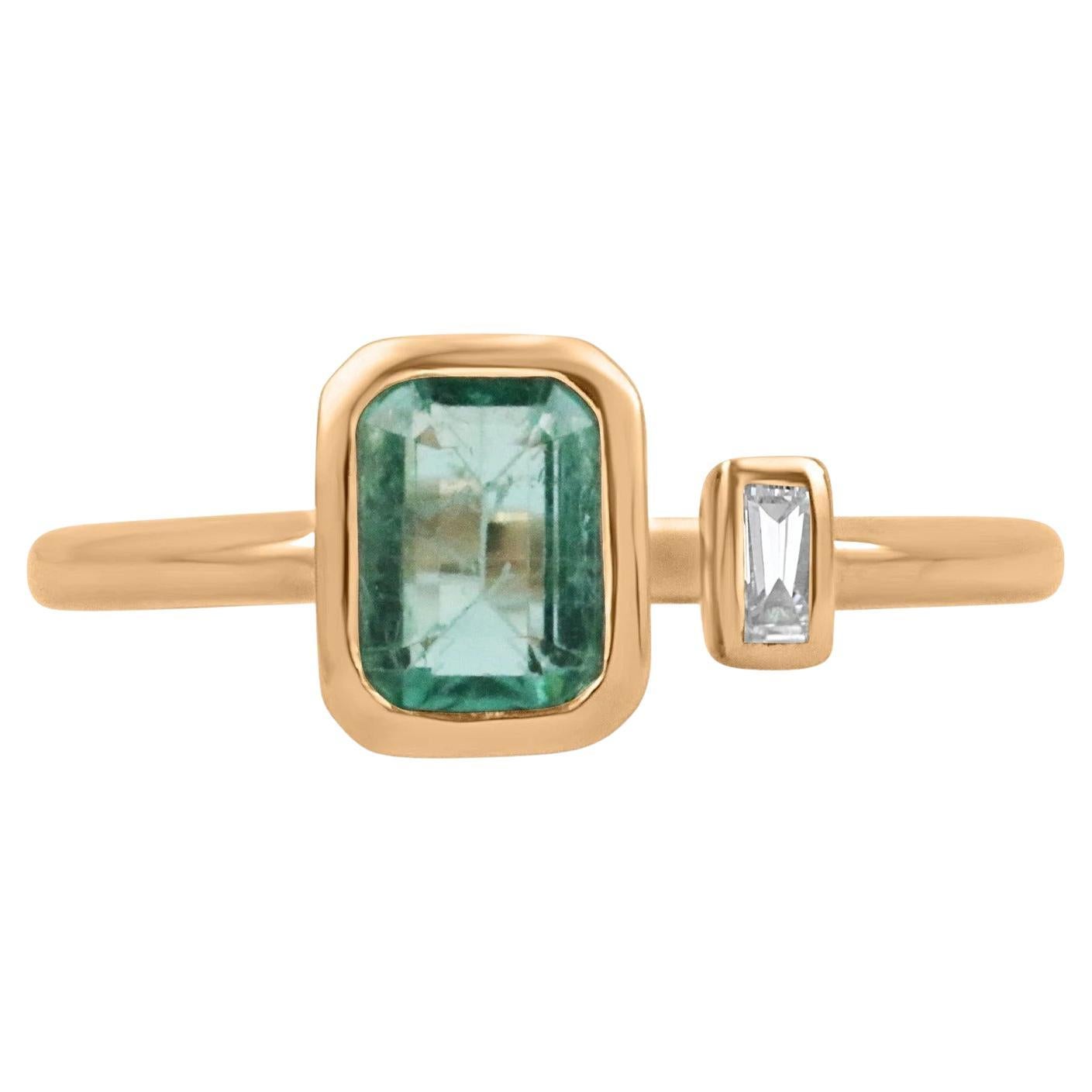 1.05tcw Natural Emerald & Diamond Toi Et Moi Cuff Ring Rose Gold 14K For Sale