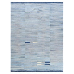 10'5 "x13'10" Handgewebter Flachgewebe-Kilim Teppich aus reiner Nomadenwolle im Streifendesign