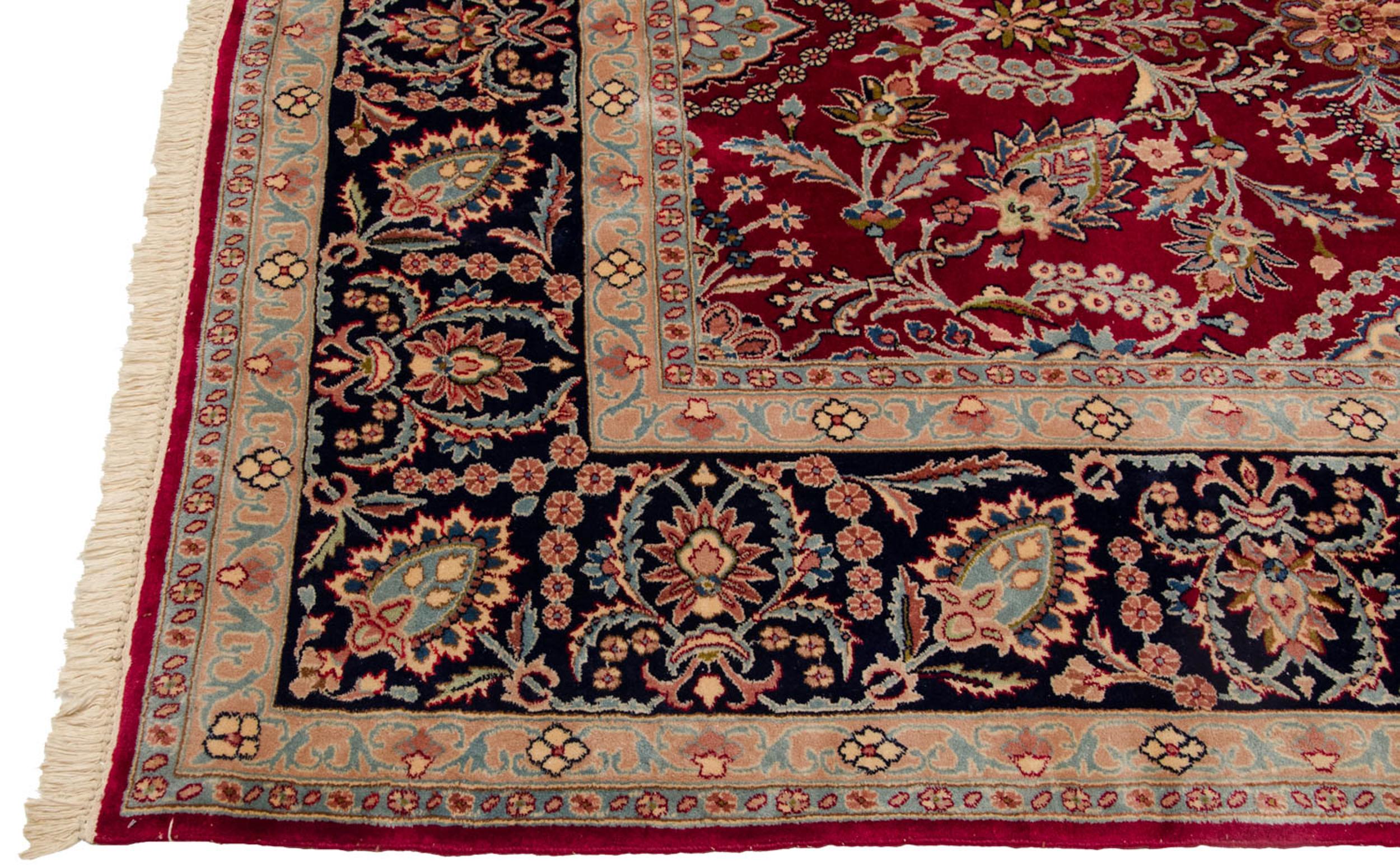 Hand-Knotted Vintage Kerman Carpet For Sale