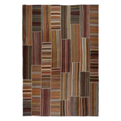 10.5x14.5 ft Alfombra Kilim Patchwork Turca Vintage Hecha a Mano, Alfombra de Lana a Rayas