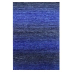 10'5"x14'6" Denim Blue Pure Wool Modern Chiaroscuro Collection Hand Knotted Rug