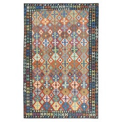 10'5 "x15'10" Colorful Hand Woven Afghan Kilim Organic Wool Oversize Rug