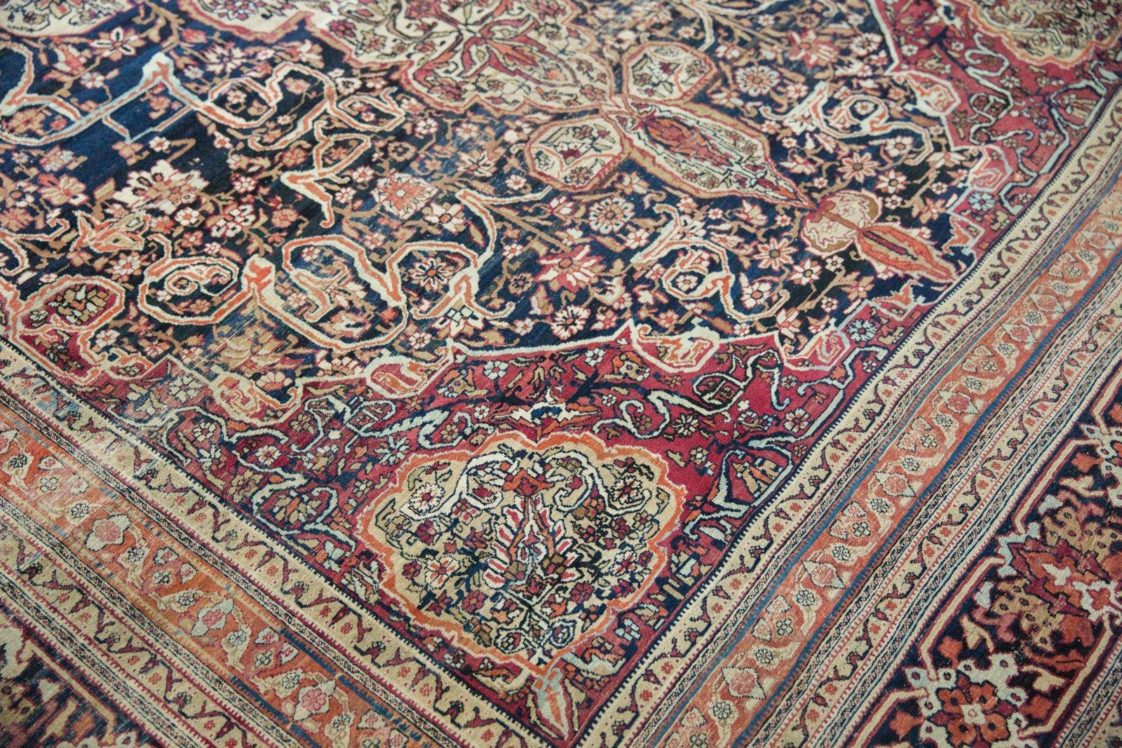 Alfombra antigua de Kermanshah Lana en venta