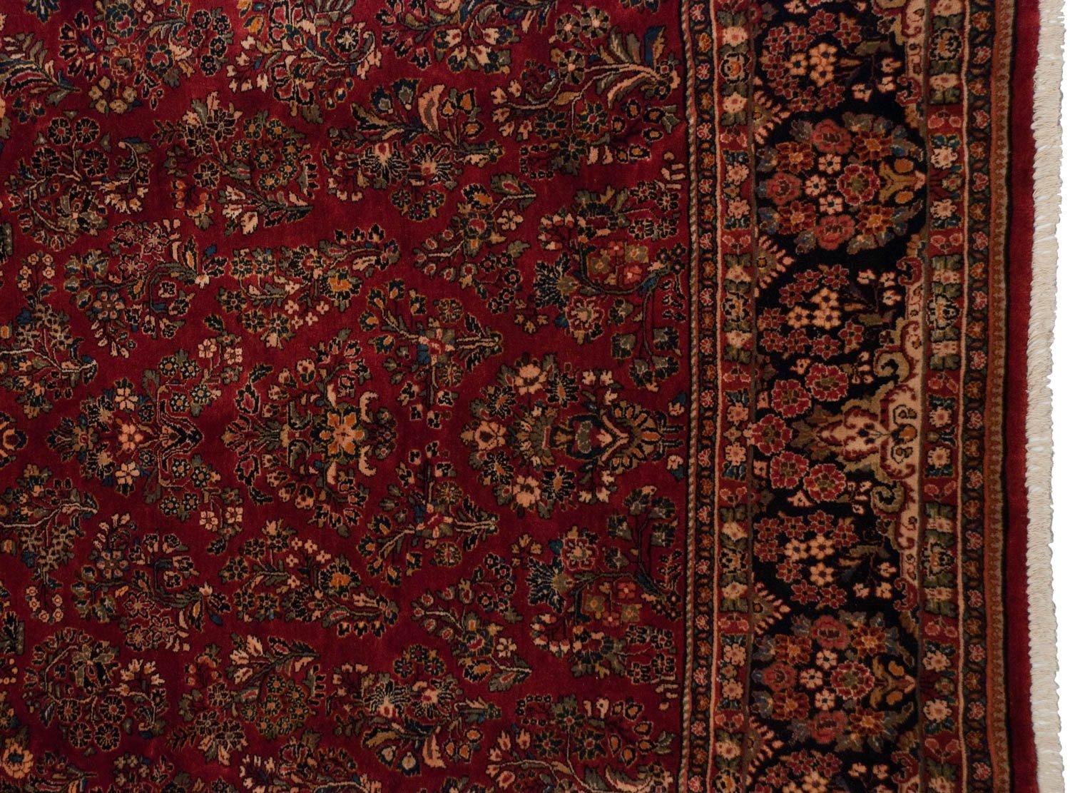 Hand-Knotted Vintage American Sarouk Carpet For Sale
