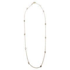 1.06 Carat 10 Station Diamond by the Yard Necklace 14 Karat Yellow Gold