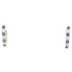 1.06 Carat Blue Sapphire Diamond Yellow Gold Earrings