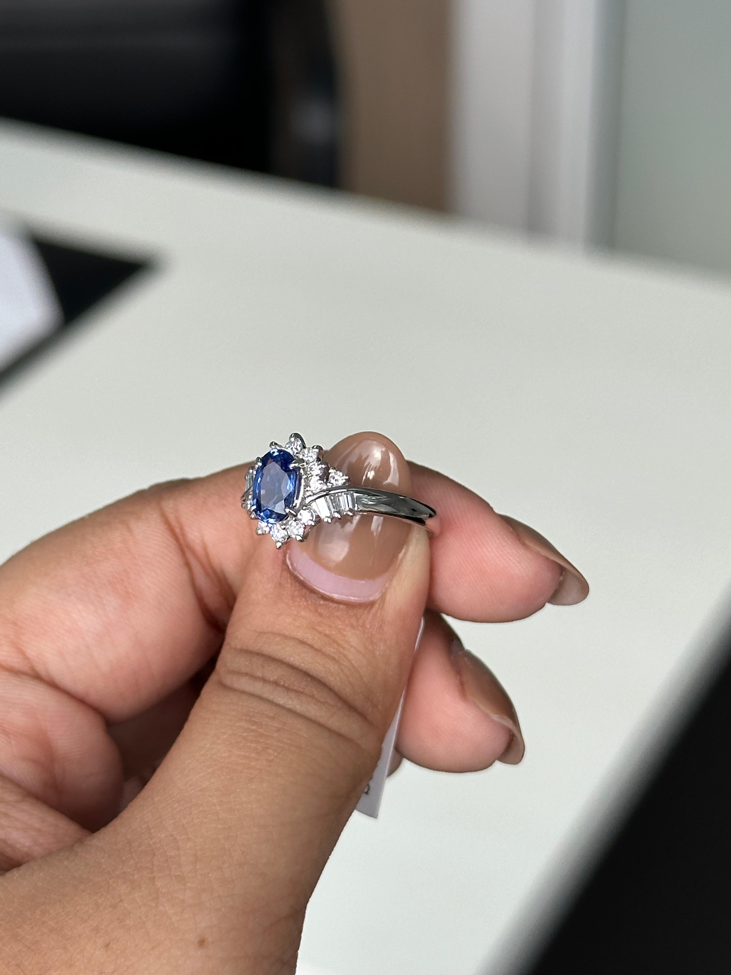 1,06 Karat Cocktail Saphir Ring in PT 900 (Art déco) im Angebot