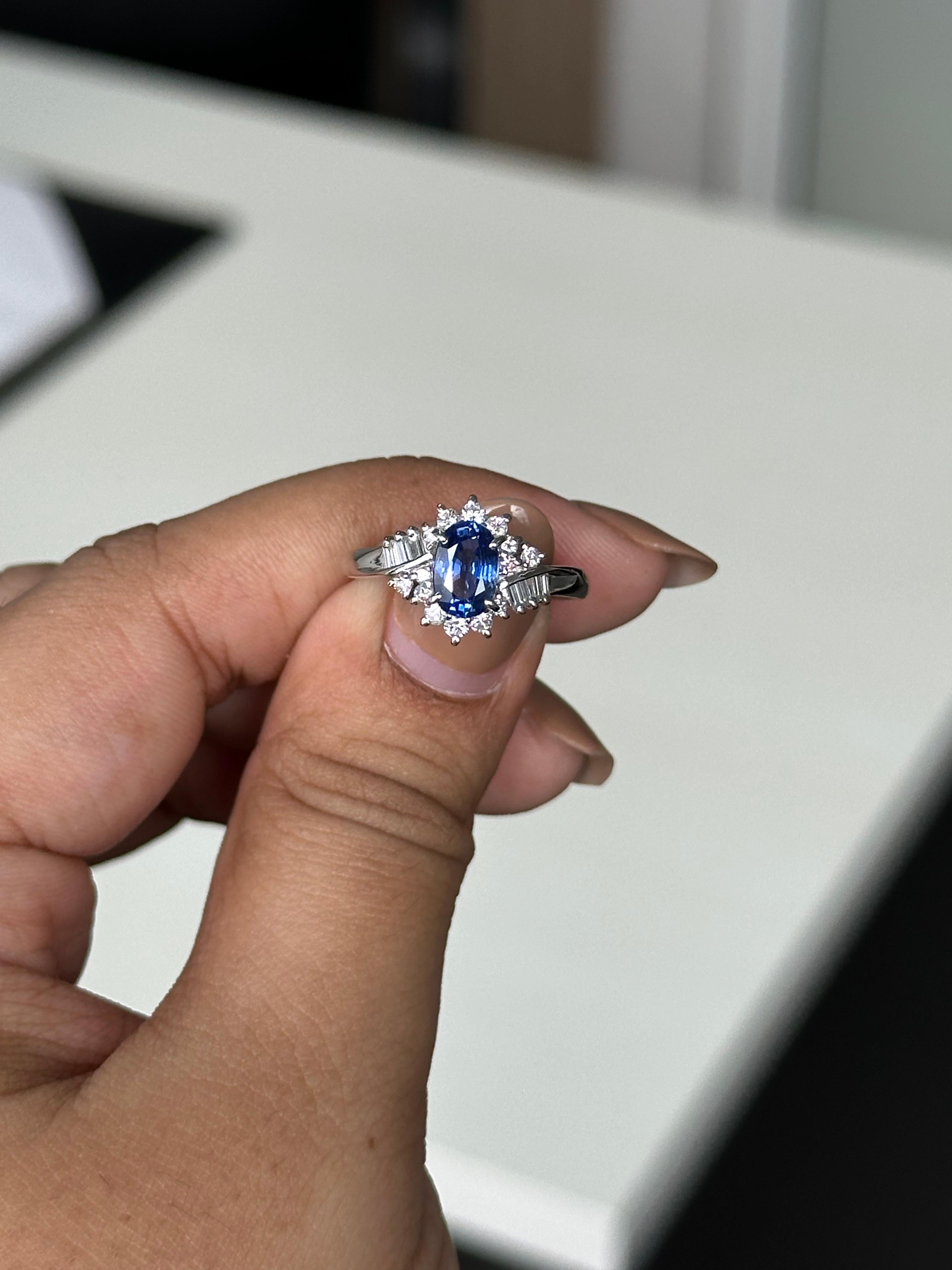 1,06 Karat Cocktail Saphir Ring in PT 900 Damen im Angebot