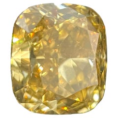 Coussin brillant de 1,06 carat certifié Gia, brun foncé-jaune, pureté Vvs2