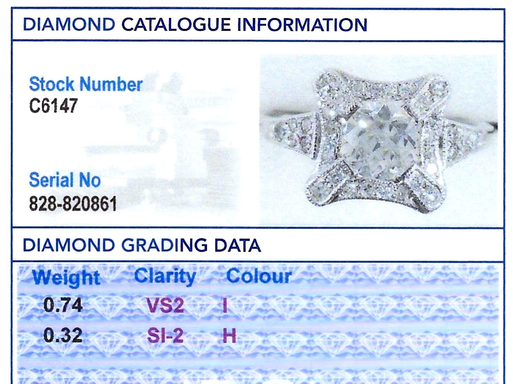 Verlobungsring mit 1,06 Karat Diamant und Platin-Cluster im Angebot 4