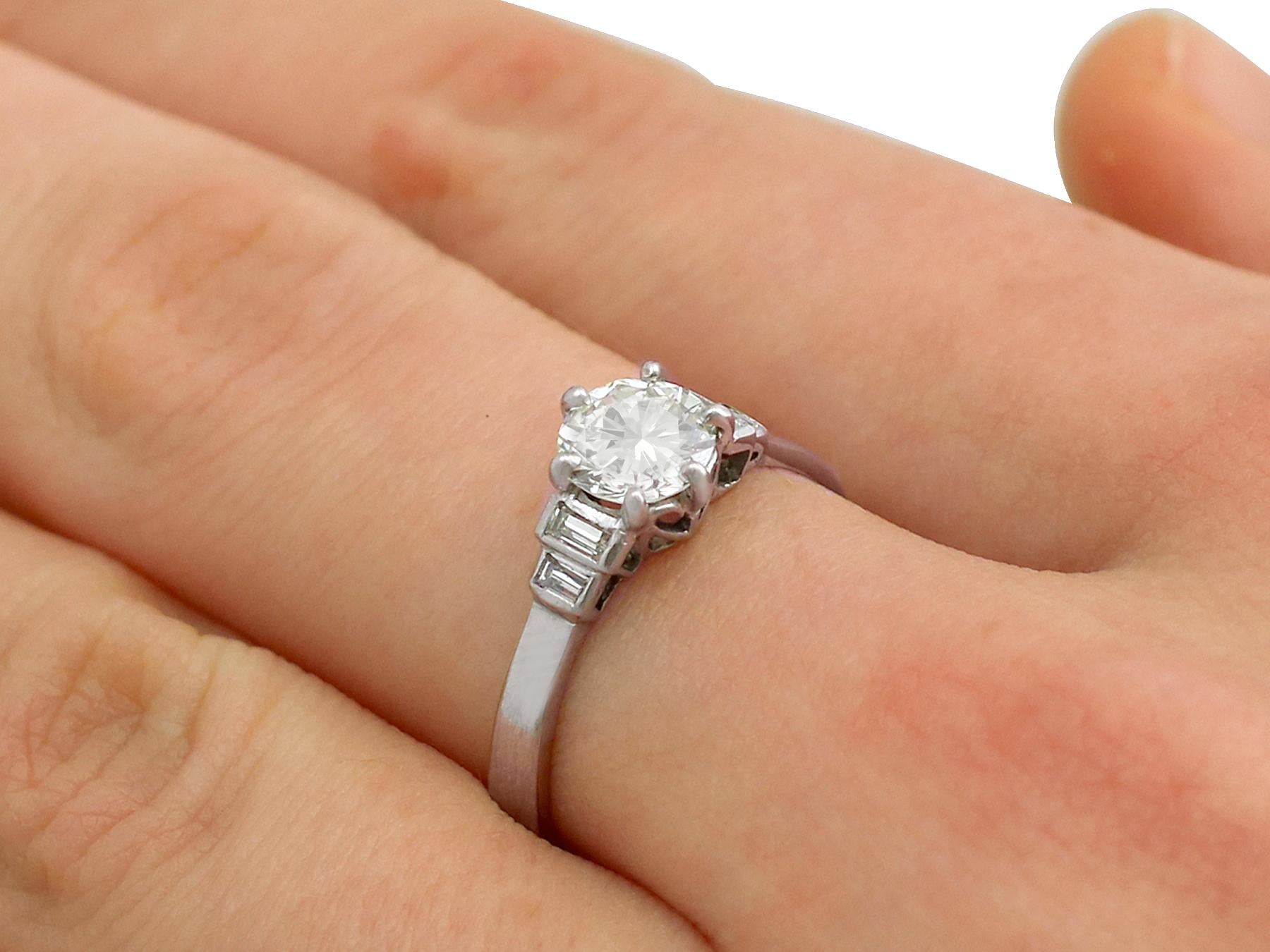 1.06 Carat Diamond and White Gold Solitaire Engagement Ring 4