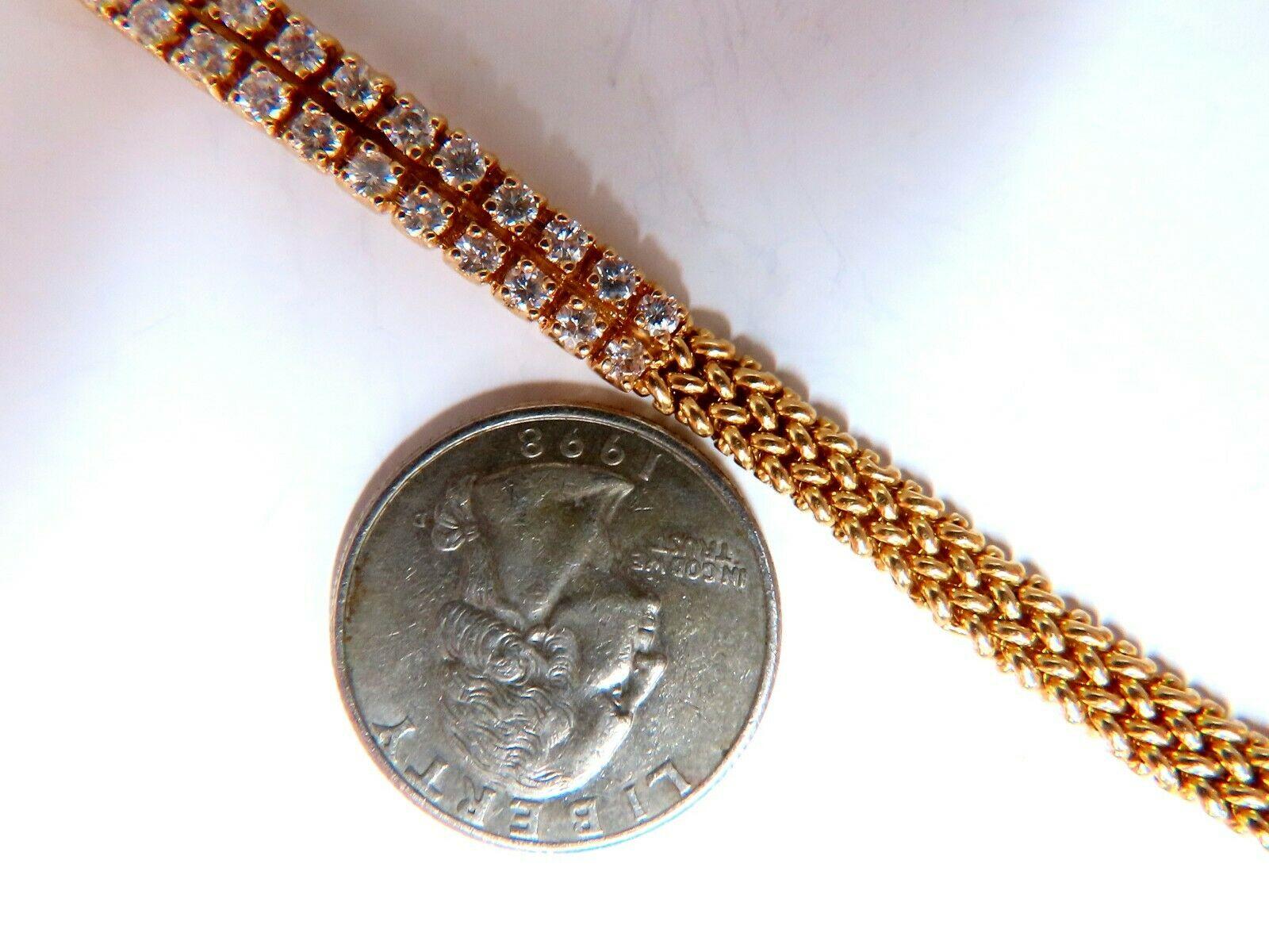 1.06 Carat Diamond Idtag Bracelet and Weave Pattern Vintage Deco 14kt In New Condition For Sale In New York, NY