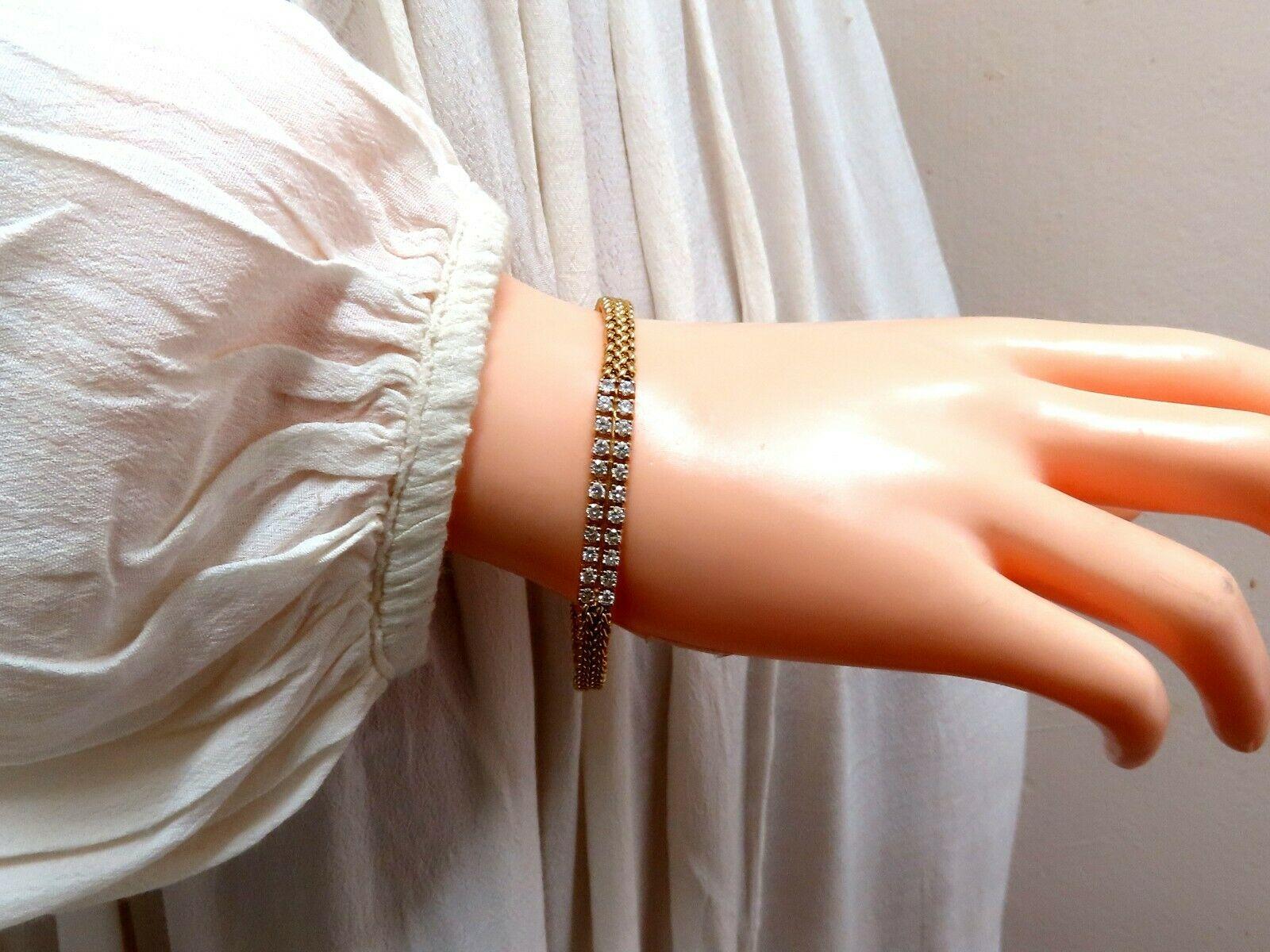 1.06 Carat Diamond Idtag Bracelet and Weave Pattern Vintage Deco 14kt For Sale 1