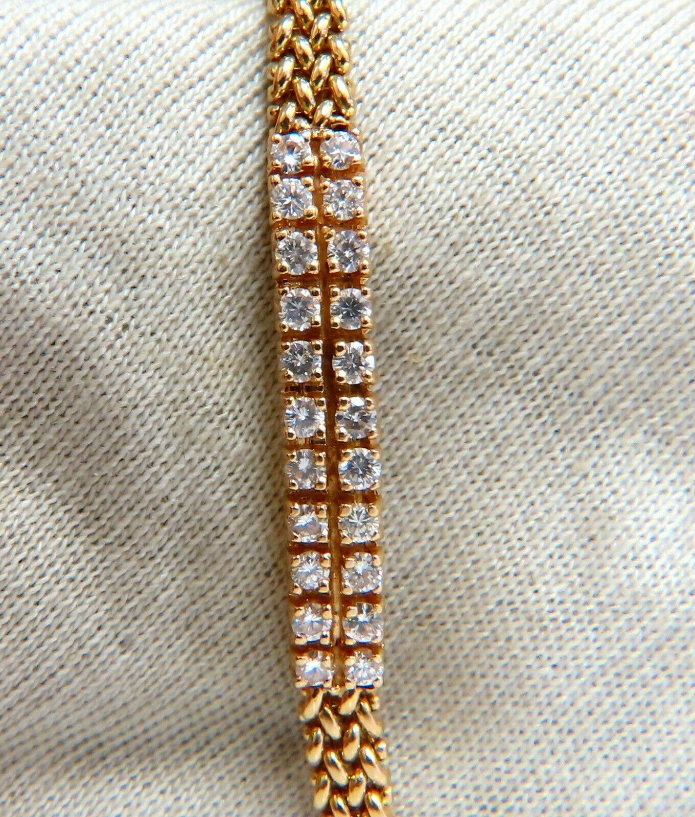 1.06 Carat Diamond Idtag Bracelet and Weave Pattern Vintage Deco 14kt For Sale 2