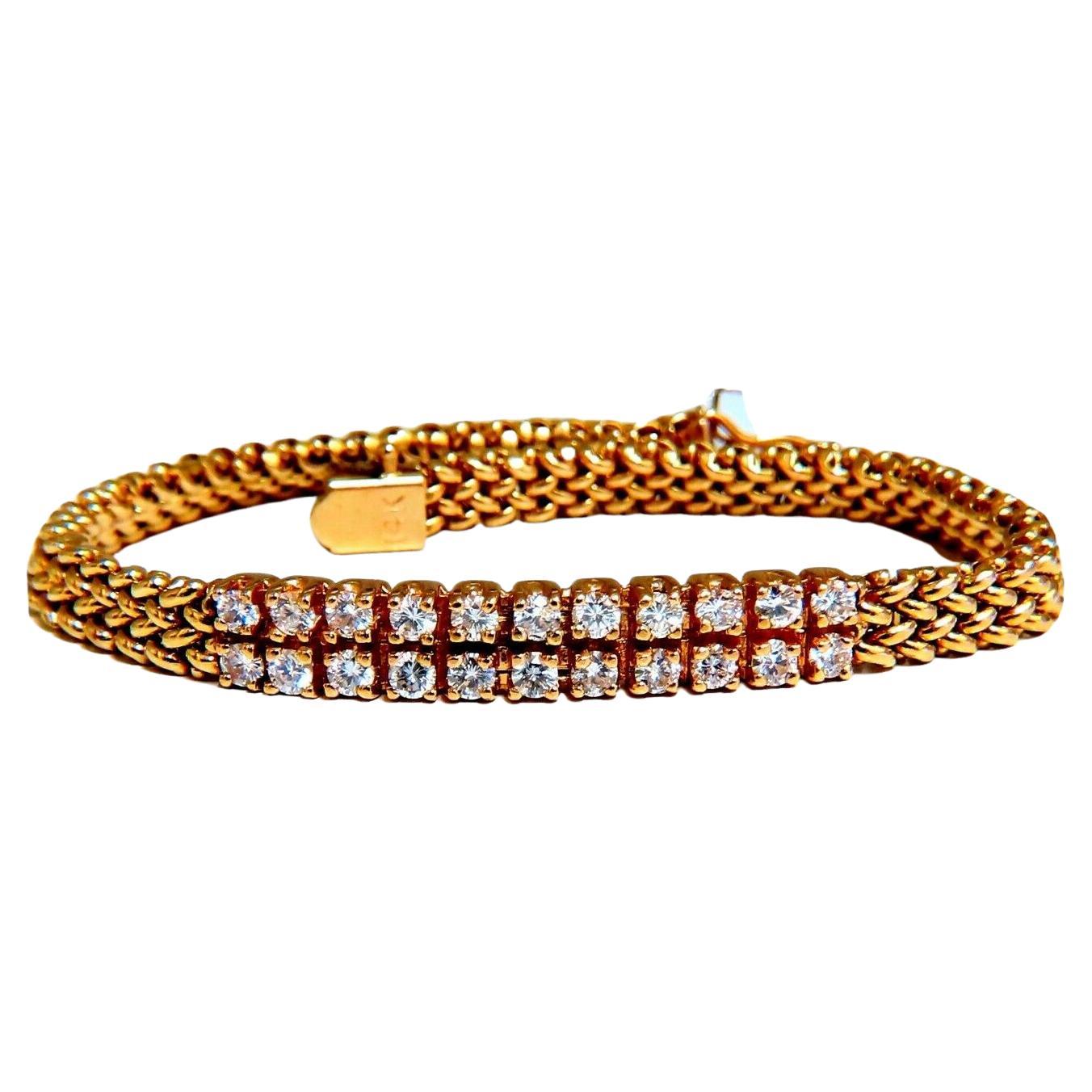 1.06 Carat Diamond Idtag Bracelet and Weave Pattern Vintage Deco 14kt