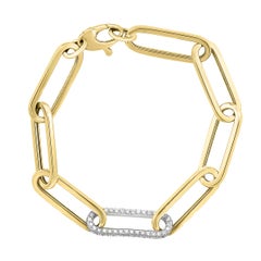 1.06 Carat Diamond Paper Clip Bracelet in 14K Yellow Gold