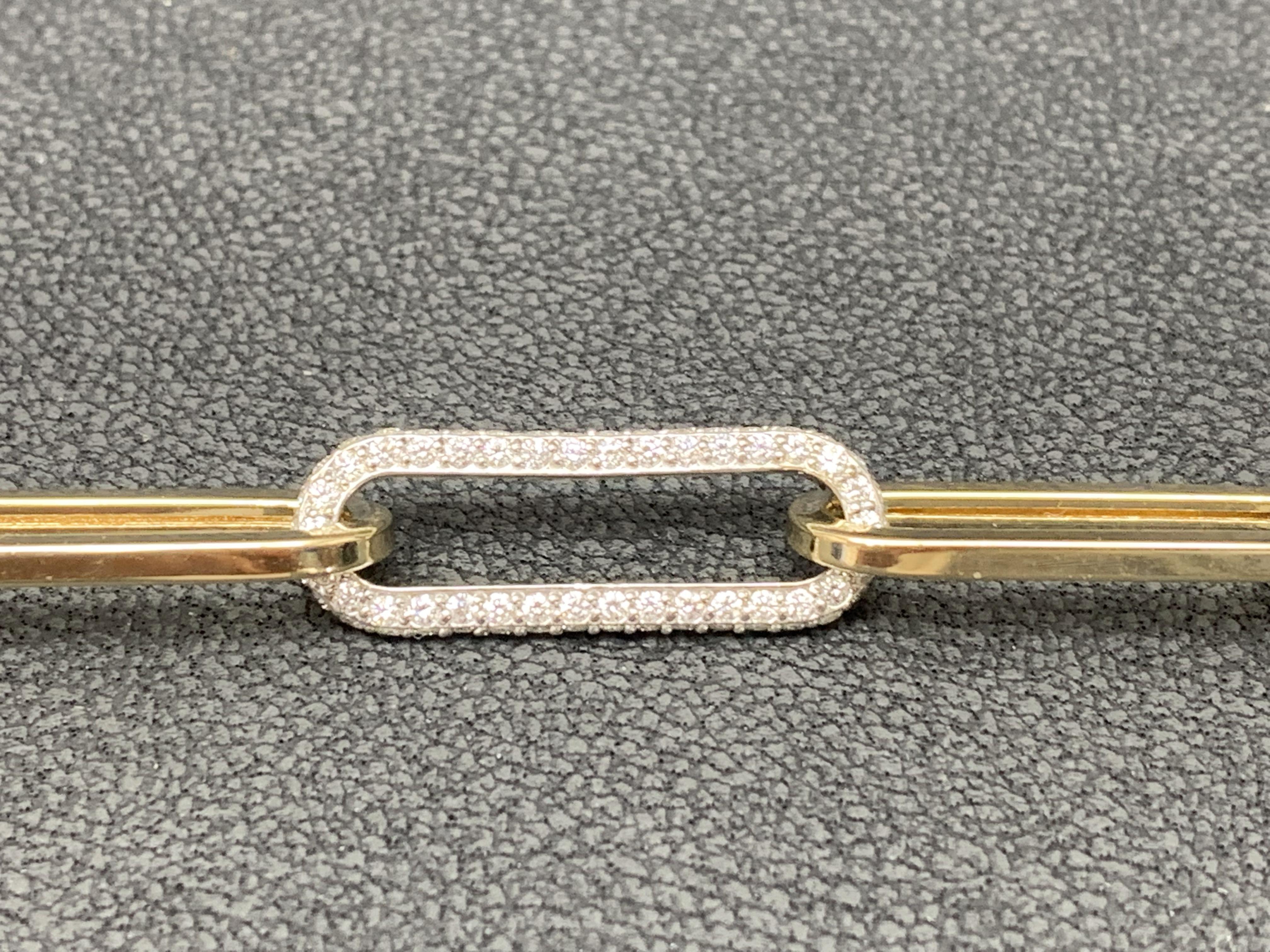 gold paper clip bracelet with diamonds