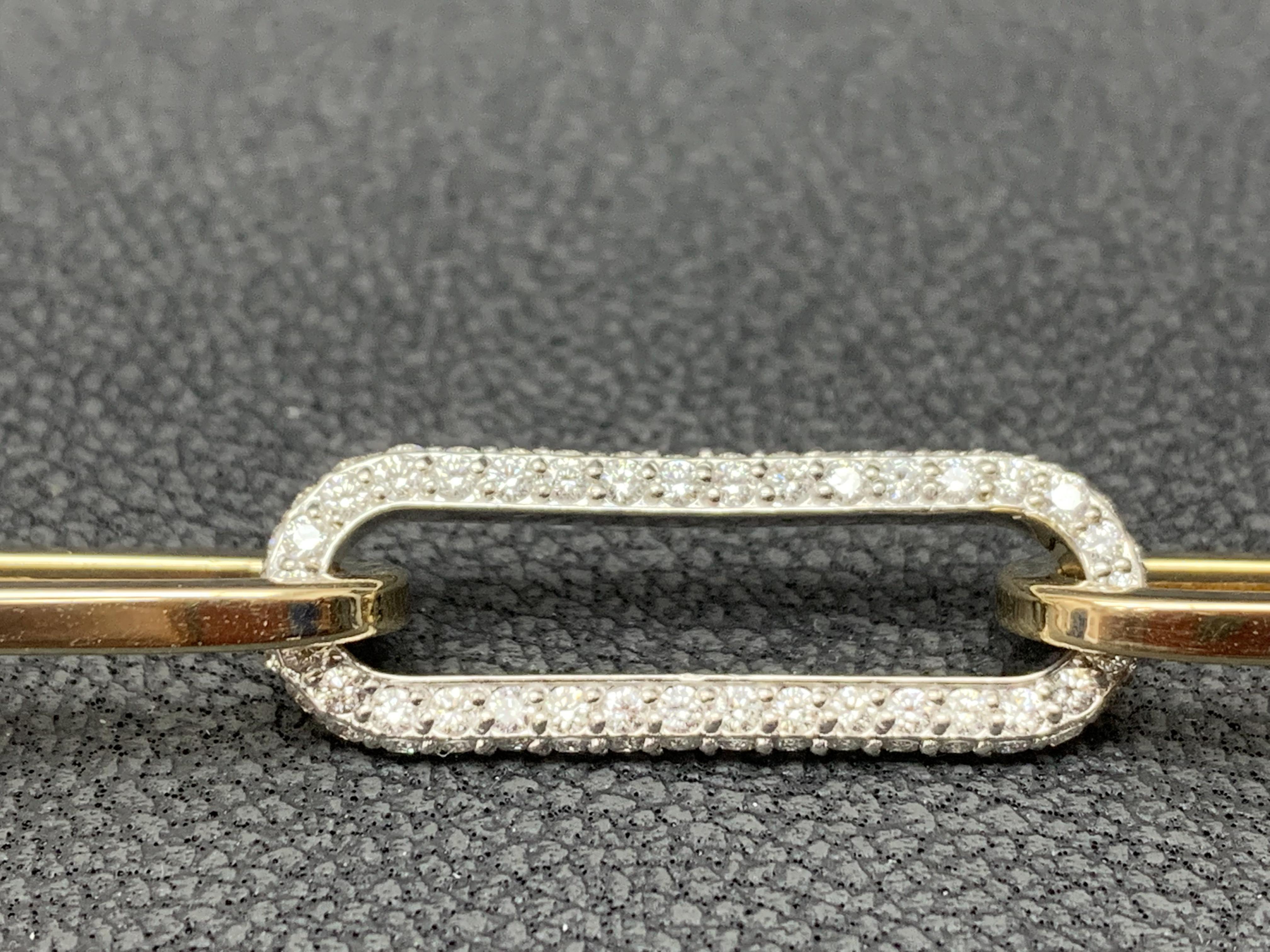 Modern 1.06 Carat Diamond Paper Clip Bracelet in 14K Yellow Gold For Sale