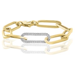Bracelet à clips en or jaune 14 carats avec diamants de 1,06 carat