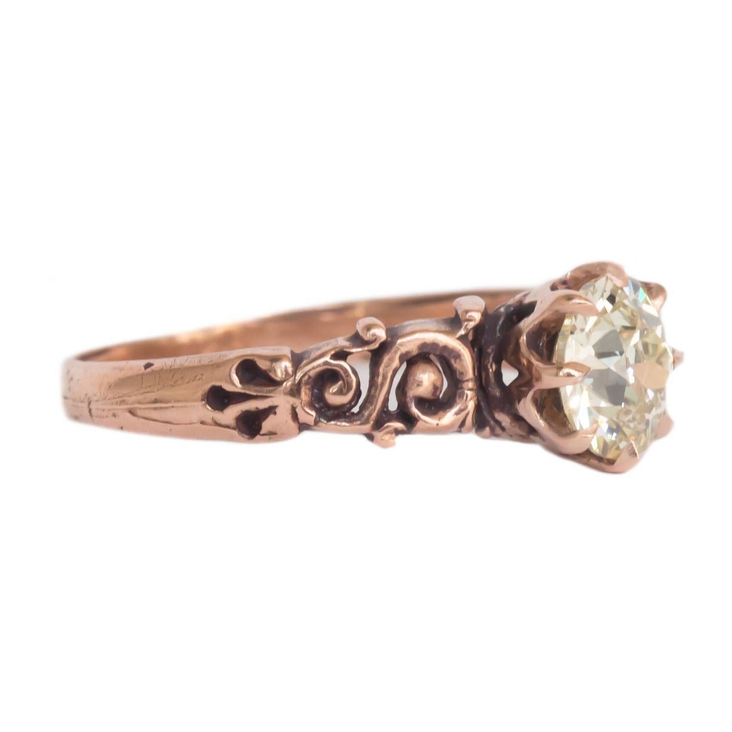 Victorian 1.06 Carat Diamond Rose Gold Engagement Ring For Sale
