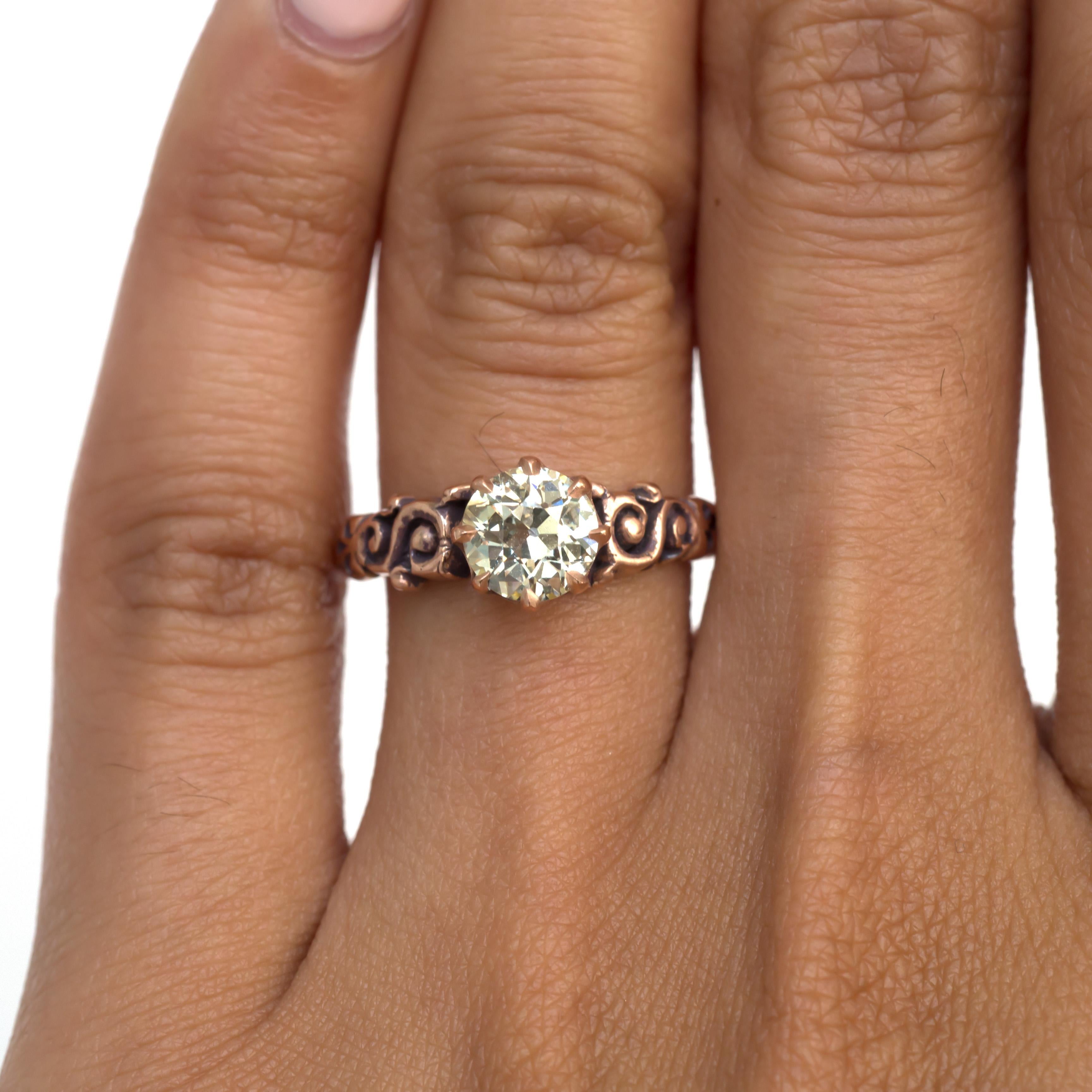 Bague de fiançailles en or rose avec diamants de 1,06 carat en vente 1