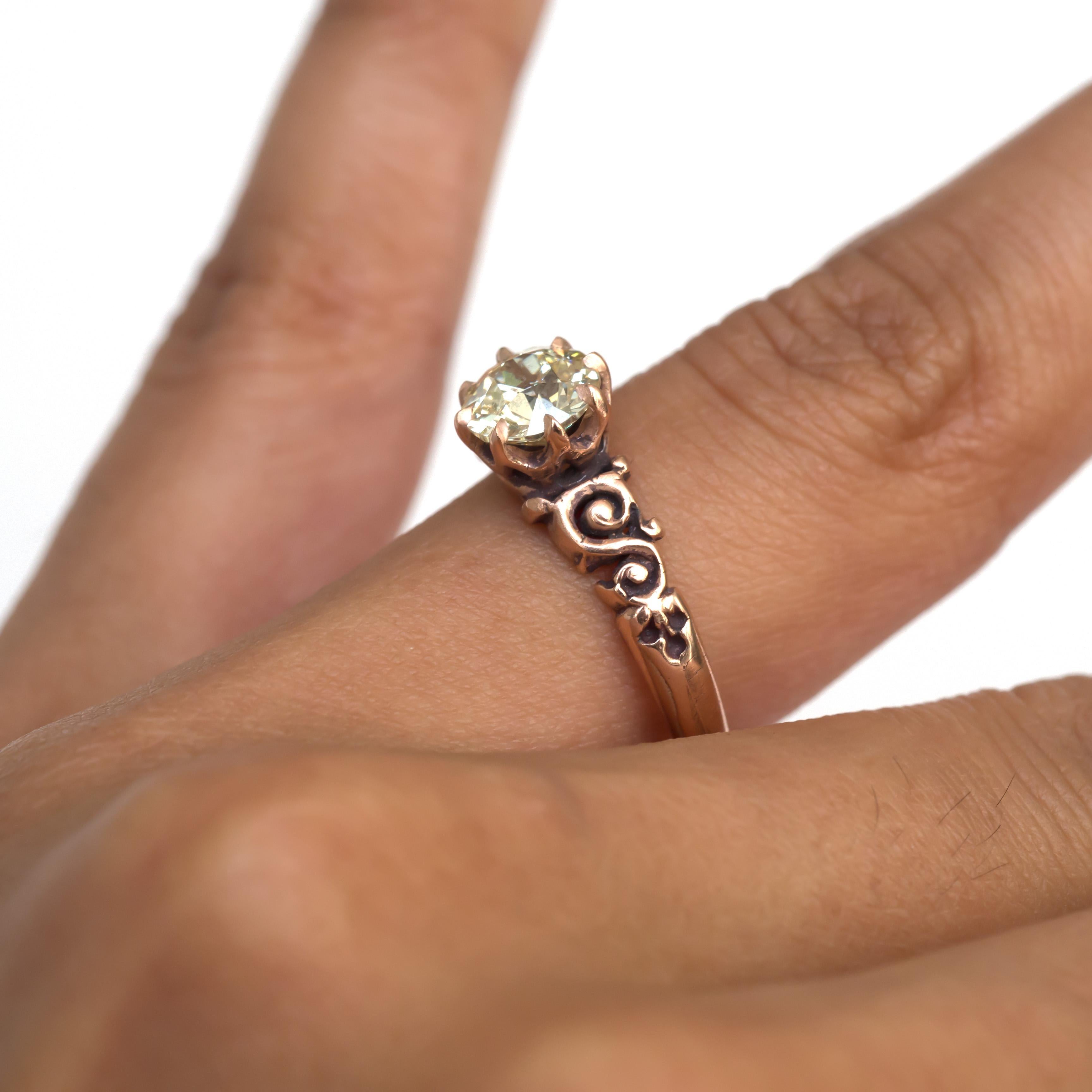 1.06 Carat Diamond Rose Gold Engagement Ring For Sale 2