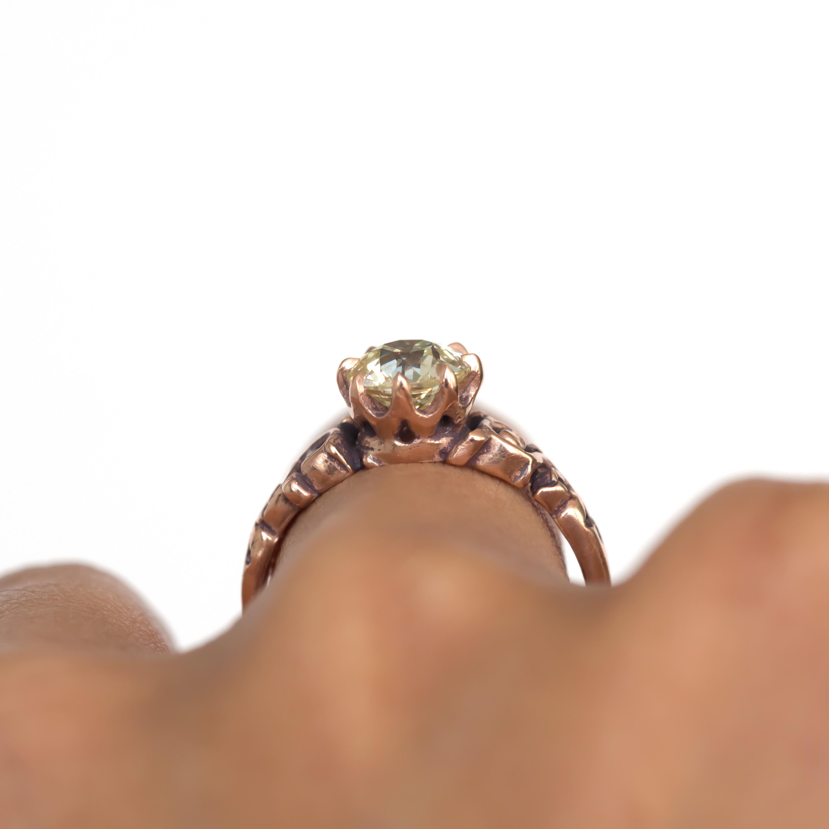 1.06 Carat Diamond Rose Gold Engagement Ring For Sale 3
