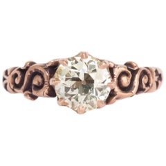 Antique 1.06 Carat Diamond Rose Gold Engagement Ring