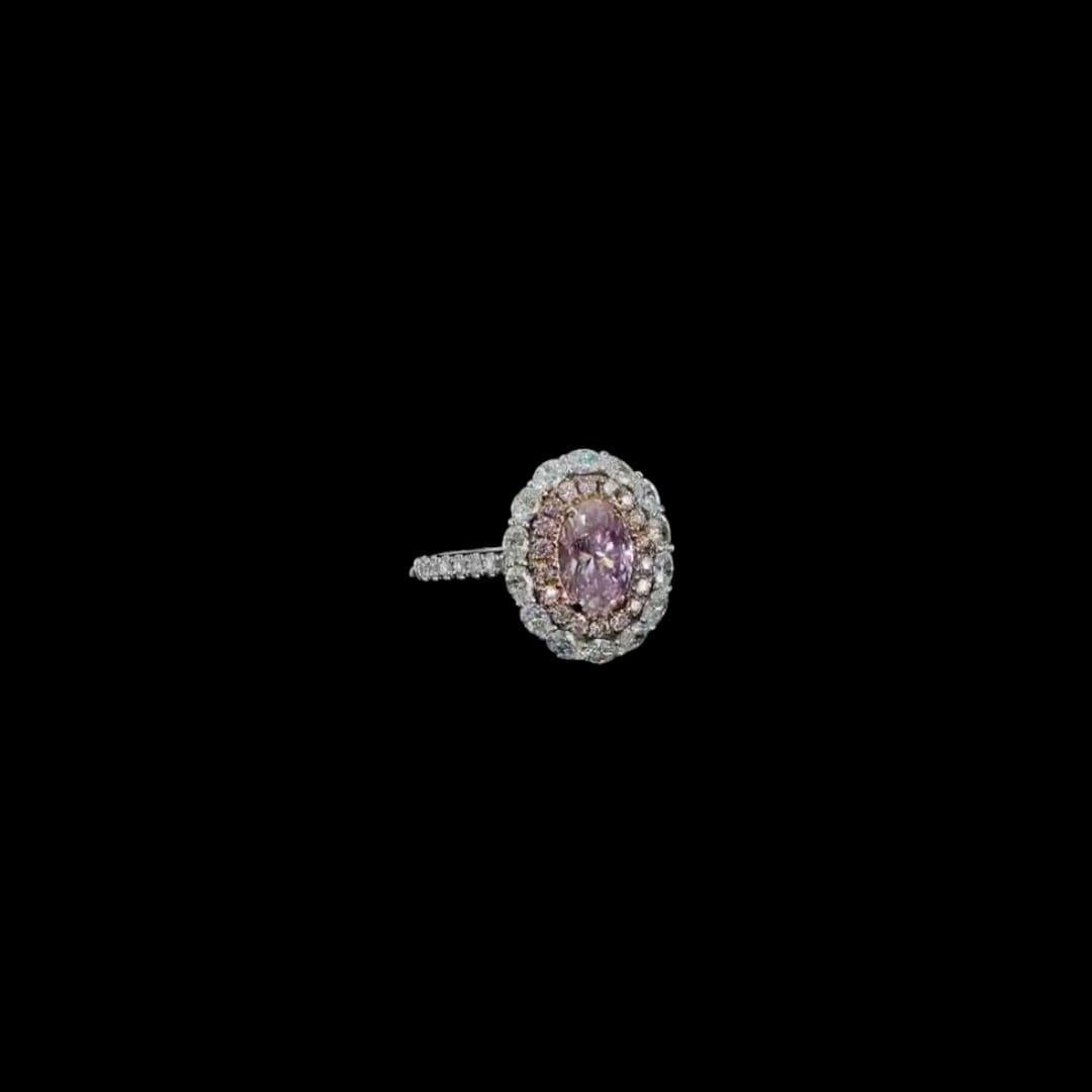 1.06 Carat Faint Pink Diamond Ring I2 Clarity GIA Certified For Sale 1