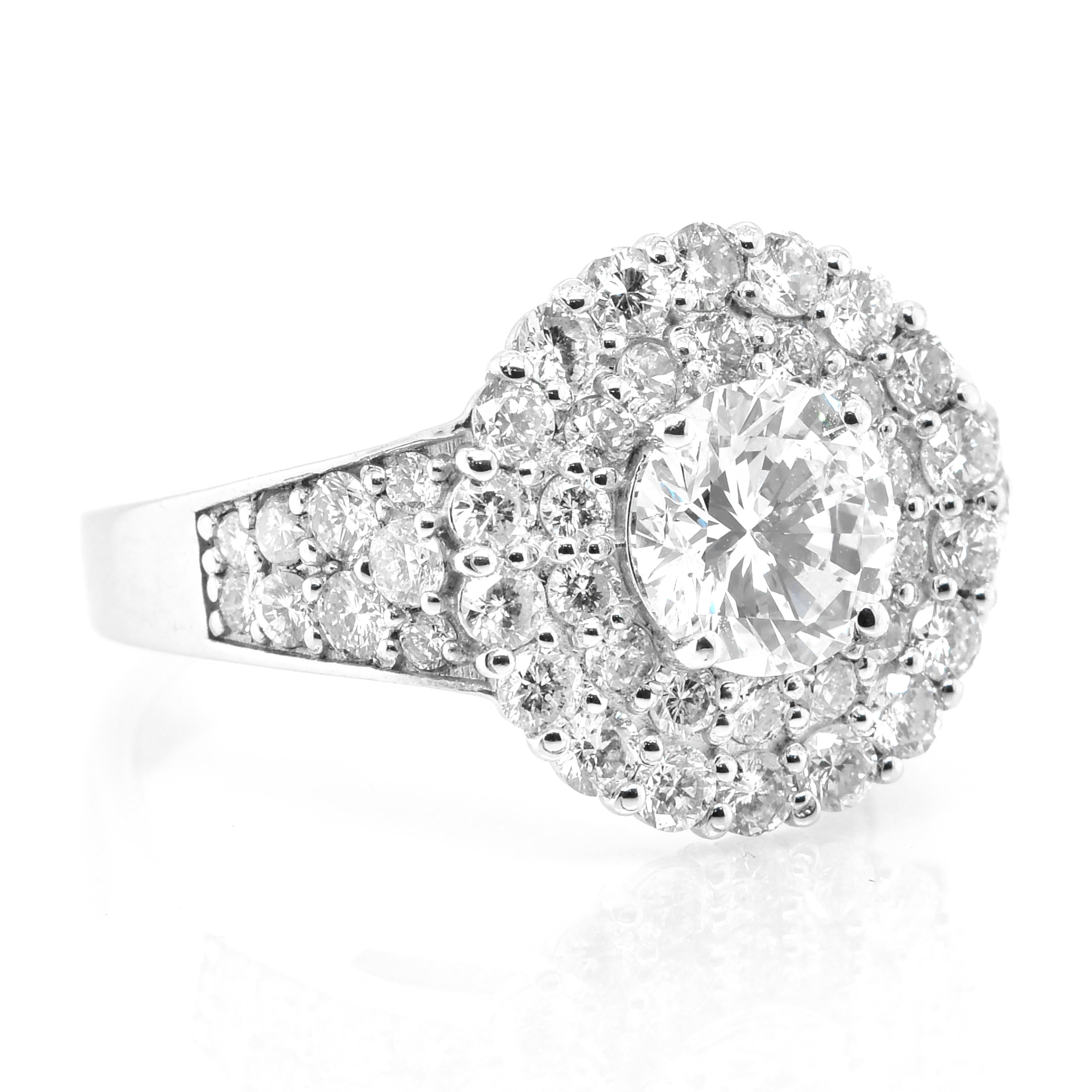 Modern 1.06 Carat, H Si-2, Earth-Mined Diamond Cocktail Ring made in Platinum For Sale