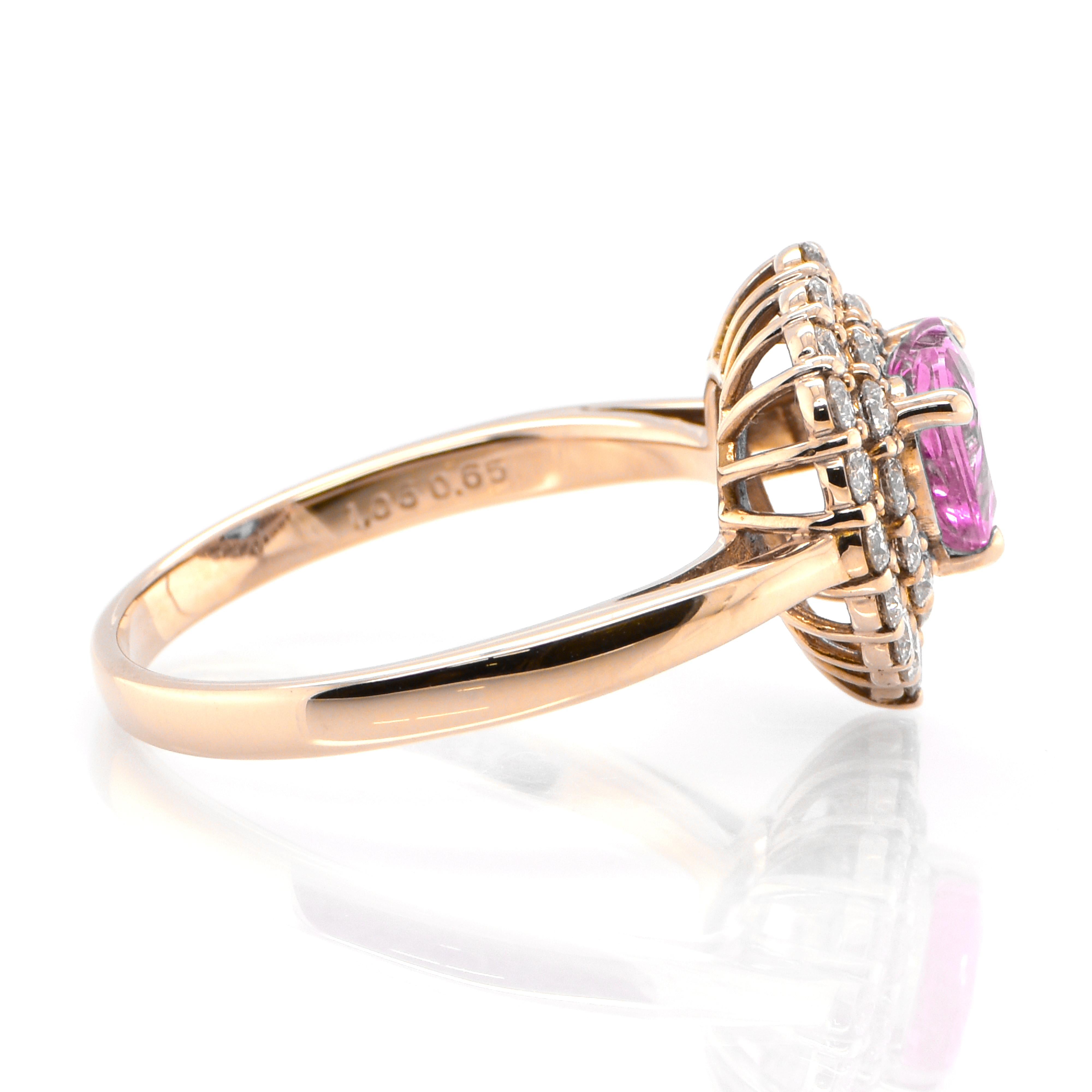1.06 Carat Heart-Cut Pink Sapphire and Diamond Ring Set in 18 Karat Pink Gold In New Condition In Tokyo, JP