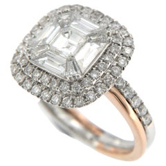 1.06 Carat Illusion Setting Diamond Ring in 18 Karat White and Rose Gold