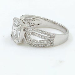 1.06 Carat Illusion Setting Diamonds Ring in 18K White Gold