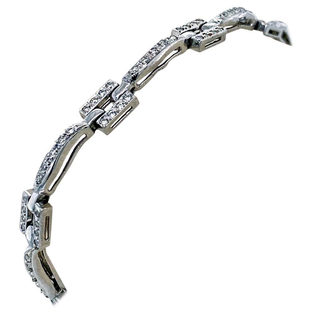 1.06 Carat Milgrained Edge Pave Set Diamond Bracelet For Sale