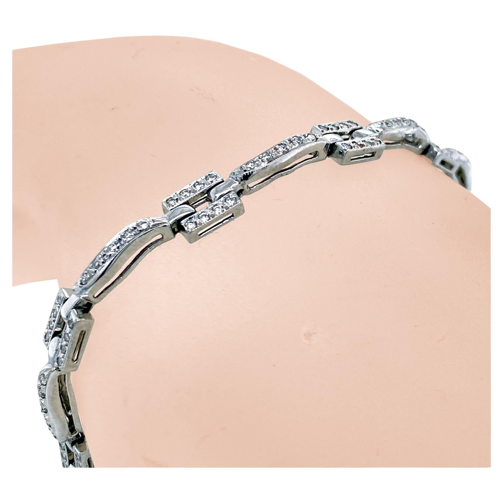 1.06 Carat Milgrained Edge Pave Set Diamond Bracelet For Sale