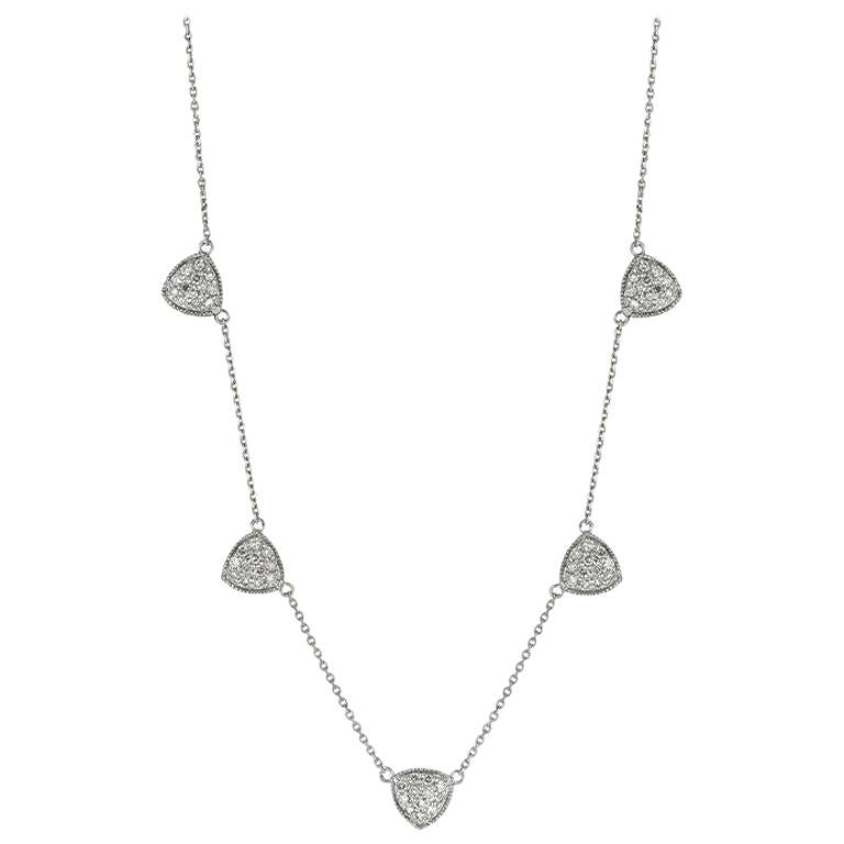 1.06 Carat Natural Diamond Necklace 14 Karat White Gold Chain For Sale