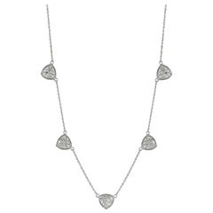 1.06 Carat Natural Diamond Necklace 14 Karat White Gold Chain