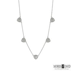 Collar de diamantes naturales de 1,06 quilates Cadena de oro blanco de 14 quilates