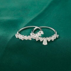 Set di due gioielli in oro bianco 18 carati con diamante naturale a forma di pera da 1,06 carati