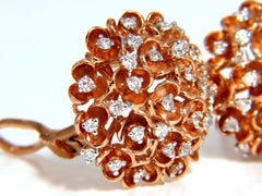1.06 Carat Natural Diamonds Cluster Cocktail Earrings 14 Karat Ocean Coral 3D
