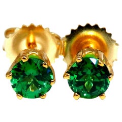 1.06 Carat Natural Mint Green Tsavorite Garnet Earrings 14 Karat