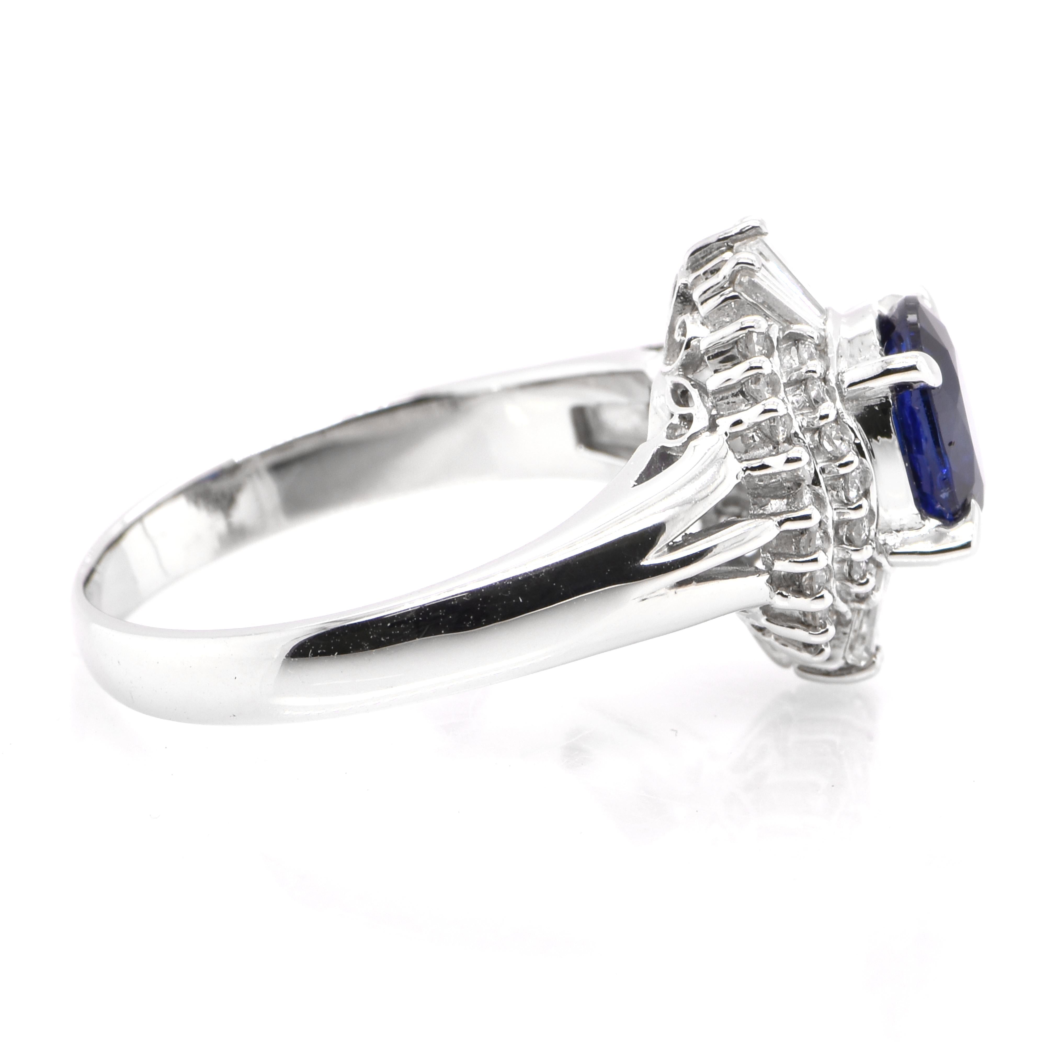1.06 Karat natürlicher königsblauer Saphir & Diamant Ballerina Ring in Platin gefasst im Zustand „Hervorragend“ im Angebot in Tokyo, JP