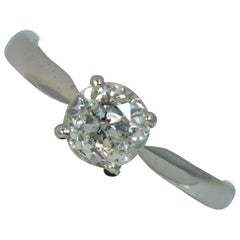 1.06 Carat Old Cut Diamond 18 Carat White Gold Solitaire Engagement Ring