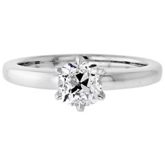 Bague de fiançailles solitaire F/SI1 en diamant taille vieille mine de 1,06 carat certifié GIA