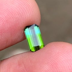 1.06 Carat Olive Green Bicolor Natural Tourmaline Emerald Cut Loose Gemstone (pierre précieuse de taille émeraude)